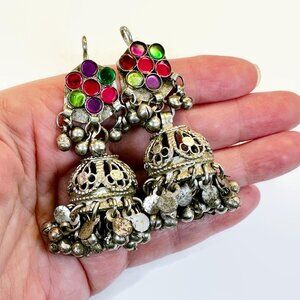 Afghan Earrings, Jhumka, Vintage Earrings, Tassels, Ear Weights, Middle Eastern,